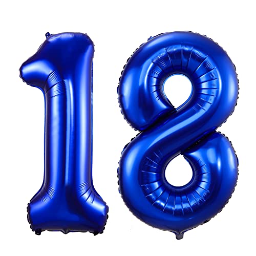 100cm Dunkelblau Luftballon Zahl 18 zum Geburtstag Fliegt Mit Helium Folienballon Geburtstagsdeko Ballon Zahl Deko zum Geburtstag (Dunkelblau, Zahl 18) von GUTCOOL