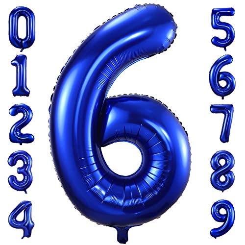 100cm Dunkelblau Luftballon Zahl 6 zum Geburtstag Fliegt Mit Helium Folienballon Geburtstagsdeko Ballon Zahl Deko zum Geburtstag (Dunkelblau, Zahl 6) von GUTCOOL