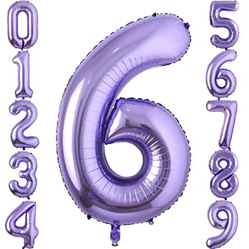 100cm Lila 6 Luftballon Zahl 6 Folienballon zum Geburtstag Fliegt Mit Helium Folienballon Geburtstagsdeko Ballon Zahl Deko zum Geburtstag (Lila, Zahl 6) von GUTCOOL