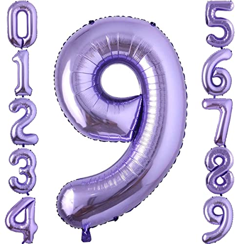 100cm Lila 9 Luftballon Zahl 9 Folienballon zum Geburtstag Fliegt Mit Helium Folienballon Geburtstagsdeko Ballon Zahl Deko zum Geburtstag (Lila, Zahl 9) von GUTCOOL