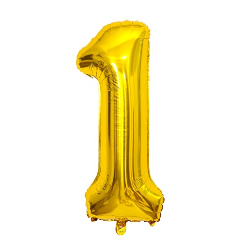 Gold Luftballon 1. Geburtstag Zahl 1 XXL Riesen Folienballon 100cm Geburtstagsdeko Mädchen Junge Ballon Zahl Deko zum Geburtstag (Gold, Zahl 1) von GUTCOOL