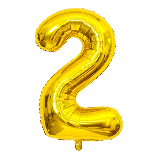 Gold Luftballon 2. Geburtstag Zahl 2 XXL Riesen Folienballon 100cm Geburtstagsdeko Mädchen Junge Ballon Zahl Deko zum Geburtstag (Gold, Zahl 2) von GUTCOOL
