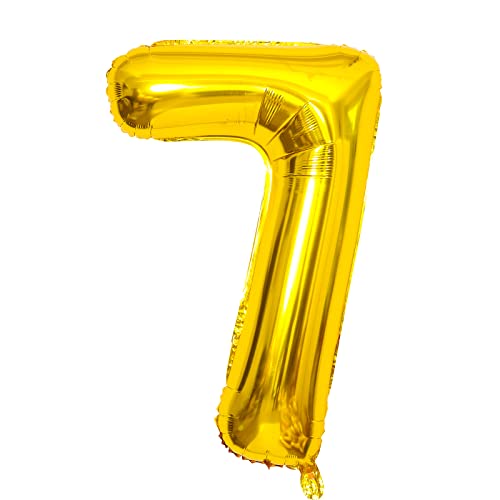 Gold Luftballon 7. Geburtstag Zahl 7 XXL Riesen Folienballon 100cm Geburtstagsdeko Mädchen Junge Ballon Zahl Deko zum Geburtstag (Gold, Zahl 7) von GUTCOOL