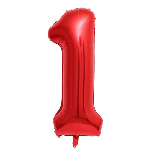Luftballon 1. Geburtstag Zahl 1 Rot XXL Riesen Folienballon 100cm Geburtstagsdeko Mädchen Frau Ballon Zahl Deko zum Geburtstag. Fliegt mit Helium. (Rot, Zahl 1) von GUTCOOL
