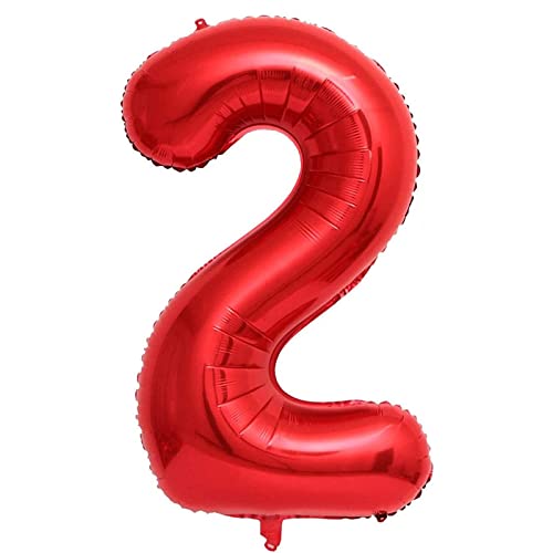 Luftballon 2. Geburtstag Zahl 2 Rot XXL Riesen Folienballon 100cm Geburtstagsdeko Mädchen Frau Ballon Zahl Deko zum Geburtstag. Fliegt mit Helium. (Rot, Zahl 2) von GUTCOOL