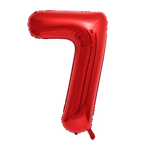 Luftballon 7. Geburtstag Zahl 7 Rot XXL Riesen Folienballon 100cm Geburtstagsdeko Mädchen Frau Ballon Zahl Deko zum Geburtstag. Fliegt mit Helium. (Rot, Zahl 7) von GUTCOOL