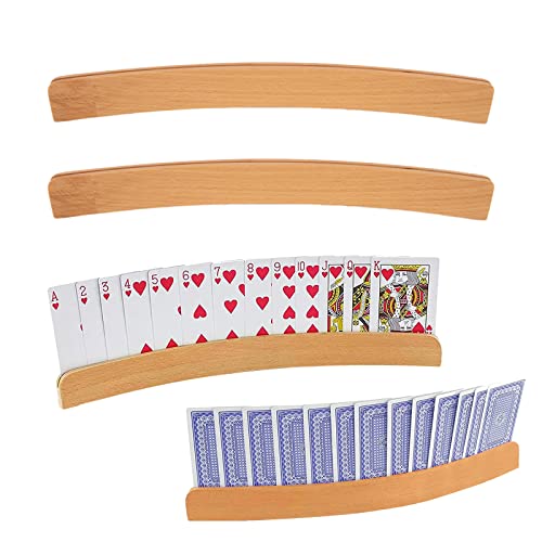 GUUFOO 2 Stück Kartenhalter Spielkartenständer Holz Spielkarten Halter Freisprech Kartenständer Kartenhalter für Pokerspiel, Stehender Pokerhalter Für Kinder, Senioren, Erwachsen von GUUFOO