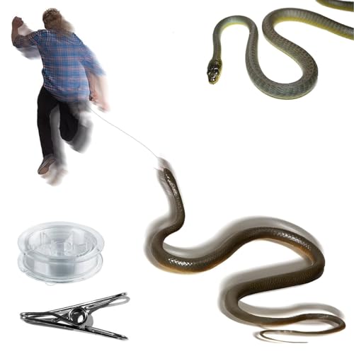 GUUIESMU Snake Prank with String and Clip,Clip on Snake Prank,Snake Prank for Golf,Snake on A String Prank That Chase People,Realistic Rubber Snake Prank Toy (1PC) von GUUIESMU