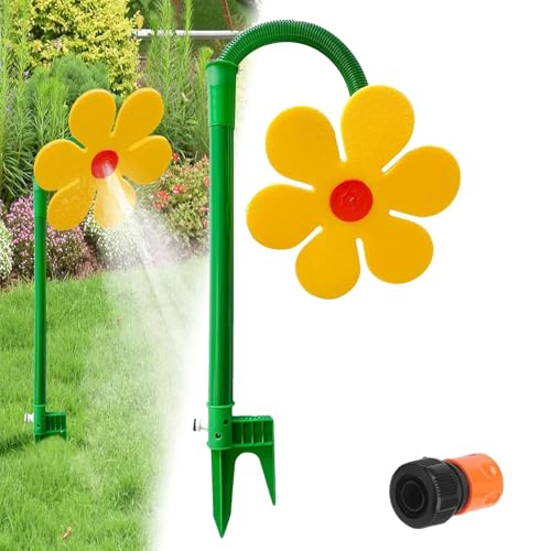 Crazy Daisy Sprinkler, verrückter Tanzender Blumenwassersprinkler, 360 ° rotierende Sonnenblumen -Garten -Bewässerungsinstrument, dekorative Daisy -Rasensprinker, für Haustiere Spielen (Yellow) von GUUZETU