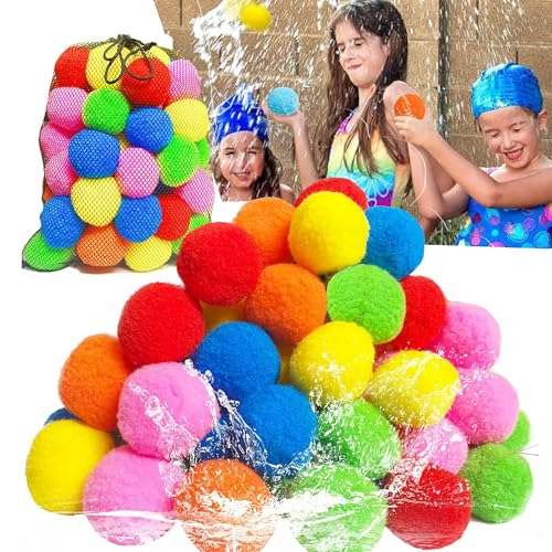 Kiddospace wiederverwendbare Wasserschwammkugeln, 60 PCs nachfüllbare Wasserballons, Weiche Soaker -Schwammbälle, Water Games Toys Schwamm Soaker Ball, sicher, keine Reinigung (60pcs) von GUUZETU