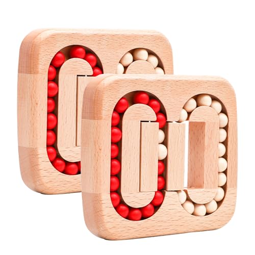 Rotierende magische Bohnen Fingerspitze Spielzeugholz Rätsel, hölzerne Spinning Magic Cube Spielzeug sensorisch, lustige Bohnen -Hirnteaser -sensorische Rätsel, für Stressabbau (Wooden * 2) von GUUZETU