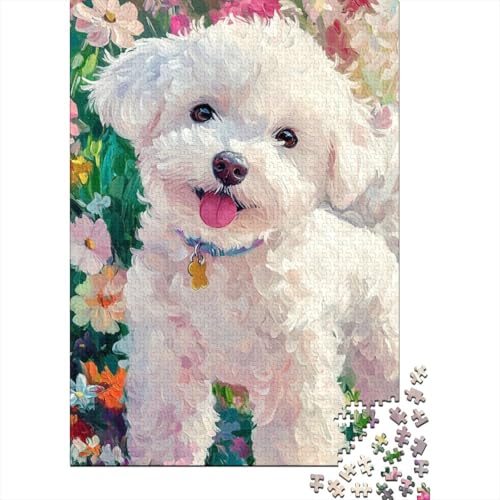 Bichon Frise Puzzle 1000-teilige Schwer Puzzle Spielzeug Lernspiel Impossible Herausforderungsspielzeug Für Erwachsene Und Kinder Ab 12 Jahren 1000pcs (75x50cm) von GUYDZOOM