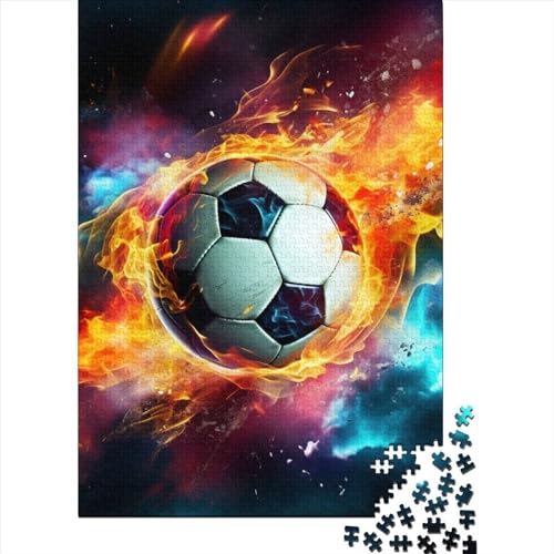 Fiery Fußball Puzzle 1000 Teile Schwer Puzzle Spielzeug Lernspiel Impossible Herausforderung Spielzeug Für Erwachsene Und Kinder Ab 14 Jahren 1000pcs (75x50cm) von GUYDZOOM