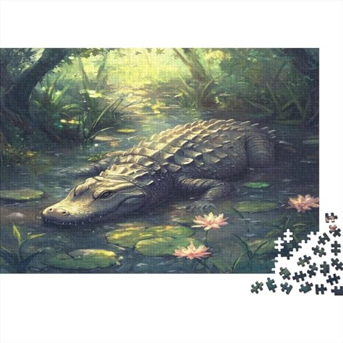 Krokodil 1000 Stück Puzzles Für Erwachsene Teenager Stress Abbauen Familien-Puzzlespiel 1000-teiliges Puzzle Kinder Lernspiel Spielzeug Geschenk Puzzel 1000pcs (75x50cm) von GUYDZOOM