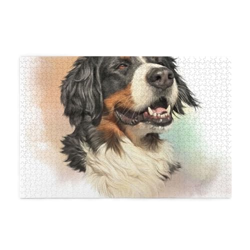 Berner Sennenhund Realistisches Porträt Berner, Puzzles 1000 Teile Holzpuzzle Spielzeug Familienspiel Wanddekoration von GVCXCSGE