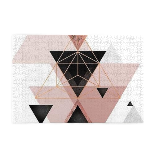 Dreieck-Roségold-Marmor-Geometrie, Puzzles 1000 Teile Holzpuzzle Spielzeug Familienspiel Wanddekoration von GVCXCSGE