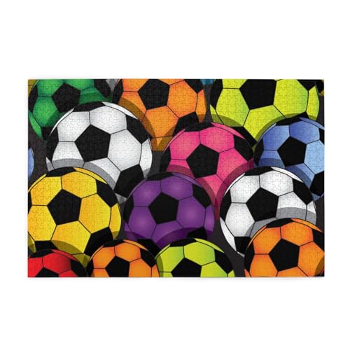 Fußball bunt, Puzzles 1000 Teile Holzpuzzle Spielzeug Familienspiel Wanddekoration von GVCXCSGE