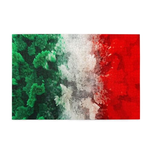 Italien-Flagge, Puzzles 1000 Teile Holzpuzzle Spielzeug Familienspiel Wanddekoration von GVCXCSGE