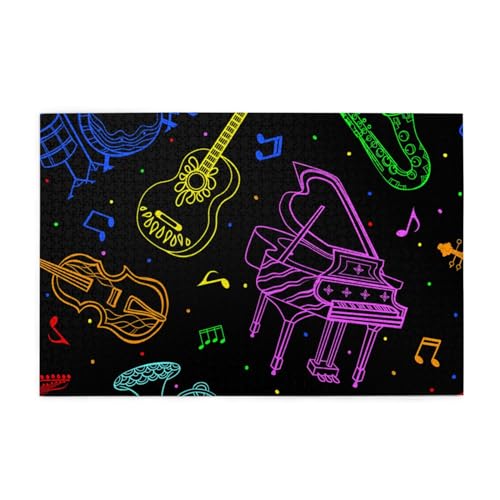 Musikinstrumente Neonfarben, Puzzles 1000 Teile Holzpuzzle Spielzeug Familienspiel Wanddekoration von GVCXCSGE