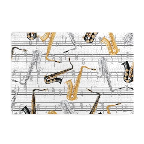 Musiknoten Saxophone 1, Puzzles 1000 Teile Holzpuzzle Spielzeug Familienspiel Wanddekoration von GVCXCSGE