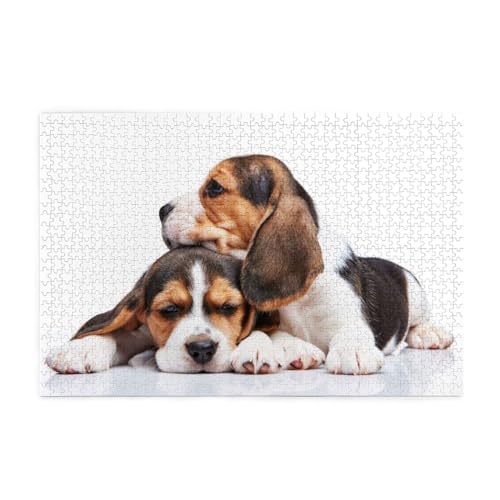 Süße Haustiere Beagle Welpen Hunde, Puzzles 1000 Teile Holzpuzzle Spielzeug Familienspiel Wanddekoration von GVCXCSGE