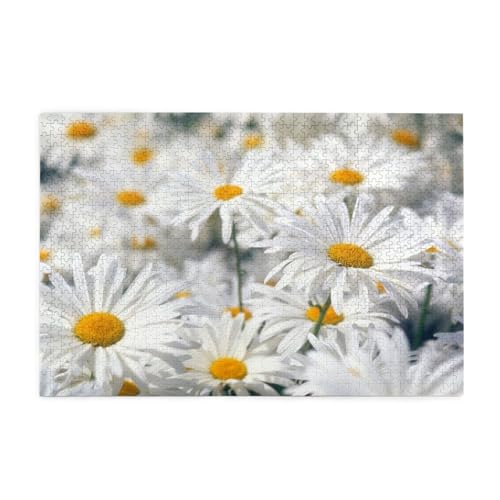 Weiße, Reine Gänseblümchenblume, Puzzles 1000 Teile Holzpuzzle Spielzeug Familienspiel Wanddekoration von GVCXCSGE