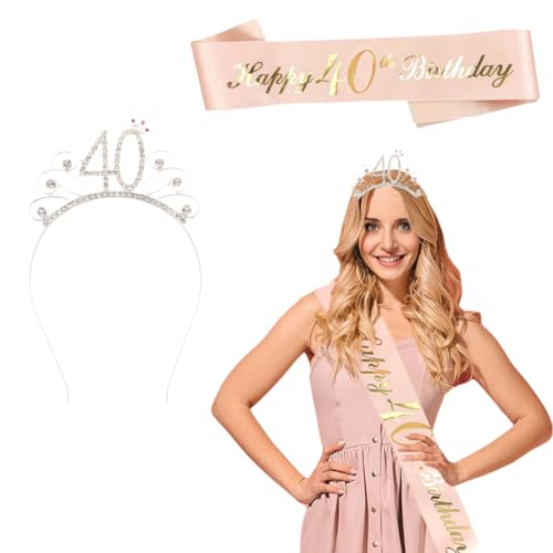 40. Geburtstag Krone Schärpe Krone, Happy 40th Birthday Geburtstags Kristall Tiara Krone mit Geburtstags Schärpe, Frauen deko für Birthday Geburtstag Deko, für Mädchen Party Deko Zubehör 40. Geburtstag Krone Schärpe Krone, Happy 40th Birthday Geburtstags Kristall Tiara Krone mit Geburtstags Schärpe, Frauen deko für Birthday Geburtstag Deko, für Mädchen Party Deko Zubehör von GVEYIQK