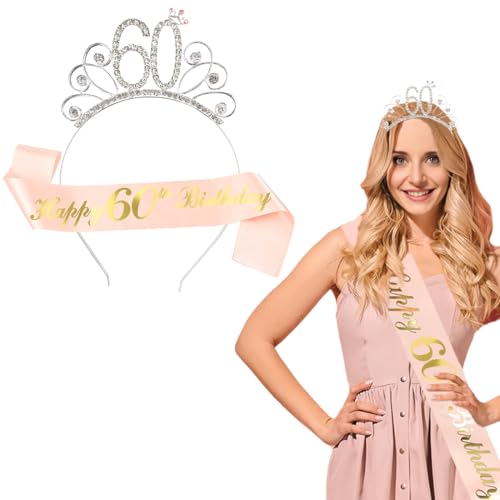 60. Geburtstag Krone Schärpe Krone, Happy 60th Birthday Geburtstags Kristall Tiara Krone mit Geburtstags Schärpe, Frauen deko für Birthday Geburtstag Deko, für Mädchen Party Deko Zubehör 60. Geburtstag Krone Schärpe Krone, Happy 60th Birthday Geburtstags Kristall Tiara Krone mit Geburtstags Schärpe, Frauen deko für Birthday Geburtstag Deko, für Mädchen Party Deko Zubehör von GVEYIQK