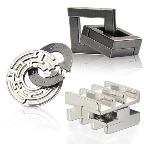 GVKES 3 lustige Metall-Puzzle-Spiele – 3D-Spielzeug für Erwachsene, IQ Insight Challenge – pädagogisches Geschenk für Kinder ab 12 Jahren von GVKES