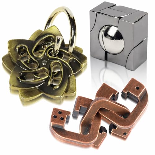 GVKES Lustiges Metall-Puzzle-Spiel – 3 Stück 3D-Spielzeug für Erwachsene, IQ Insight Challenge – pädagogisches Geschenk für Kinder ab 12 Jahren von GVKES