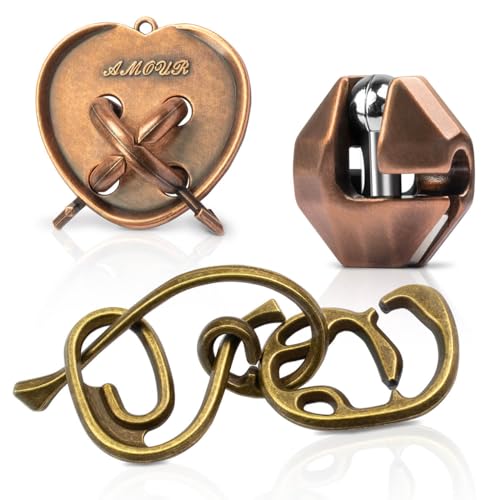 GVKES Lustiges Metall-Puzzle-Spiel – Erwachsene Geist 3D-Spielzeug Teenager IQ Insight Challenge – pädagogisches Geschenk für Kinder ab 12 Jahren (3 Stück) von GVKES