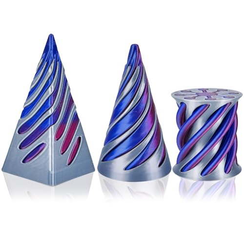 3D Spiralform Deko Figur Geometrischer Unmöglicher Kegel aus PLA 3D Druck Gadget für Männer Technik Geschenk Büro Schreibtisch Optische Illusion Spielzeug Nerd Geschenkidee (Blau) von GVMJHYK