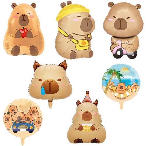 7PCS Folienballon Capybara Geburtstagsdeko Ballon Tiere Capybara Luftballon Folie Kindergeburtstag Deko Geburtstag Luftballons Helium Dschungel Ballons Geburtstagsfeier von GVMJHYK