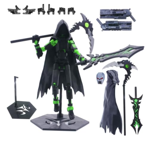 Dark Warrior Action Figur mit Zubehör Poseierbare Modellbauspielzeug Figur mit Waffen Umhang und Displayständer für Sammler Kinder und Fantasy Fans (Dunkelgrün) von GVMJHYK