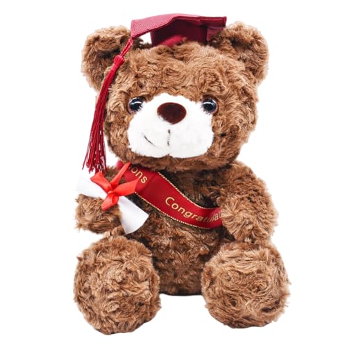 GVMJHYK 23cm Teddybär Plüschtier Bachelor Geschenk Abschluss Geschenk Graduation Gift Niedlicher Teddybär Kuscheltier Bär Brown Abschlussgeschenk für Mädchen Jungen von GVMJHYK