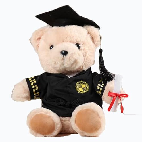 GVMJHYK 25cm Examensbär, Bachelor Geschenk, Teddybär Plüschtier, mit Doktorhut Diplom und Abschluss, Graduation Gift, Abschluss Geschenk Prüfung Geschenk für Mädchen Jungen von GVMJHYK