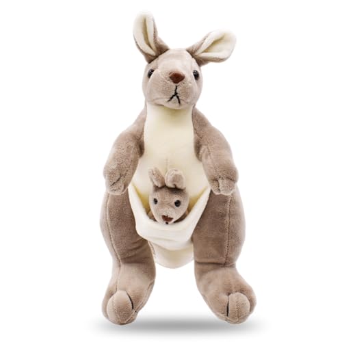 GVMJHYK 28cm Känguru Plüschtier, Kuscheltier Mutter und Kind Känguru, Mutter und Kind Känguru Plüschtiere, Stofftier Känguru für Kinder Kuscheln, Spielen und Schlafen von GVMJHYK