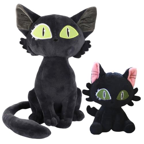 GVMJHYK Katze Kuscheltier, Katze Puppe GefüllteKatze Plüschtier Spielzeug Für Heimdekoration, Weiches Realistisches Plüschtier, Schwarzes Katzenplüschtier, Kuschelkissen zum Schlafen, 2PCS von GVMJHYK