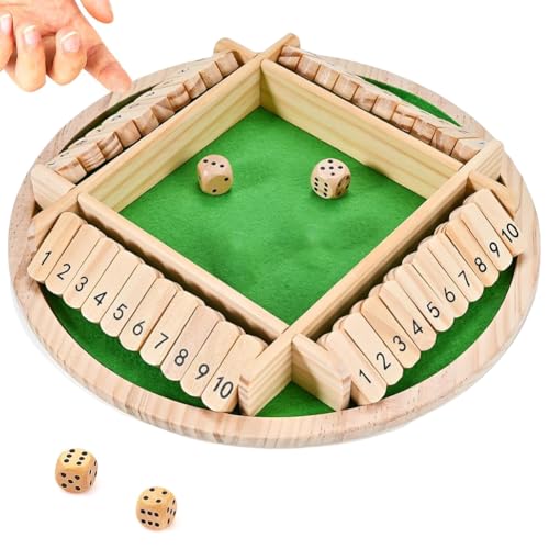GVMJHYK Schließen The Box Spiel,Brettspiele aus Holz, 4 Spieler Würfelspiel Mathematik Lernspielzeug Kinder Brettspiel Familie ab 3 4 5 6 + Jahre, Reisespiele Erwachsene Traditionelle Kneipenspiele von GVMJHYK