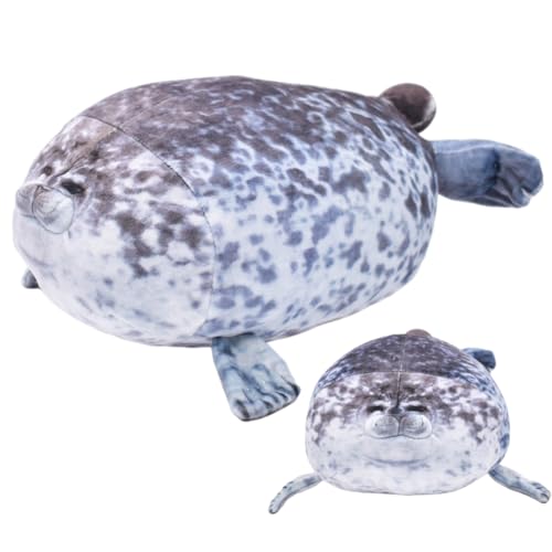 GVMJHYK Seal Plush Toy, Niedliches Siegelkissen, Graue Robbe Kuscheltier, Seal Plüschtier Stofftier, Chubby Blob Seal Pillow Cushion für Kinder Erwachsene(30cm) von GVMJHYK
