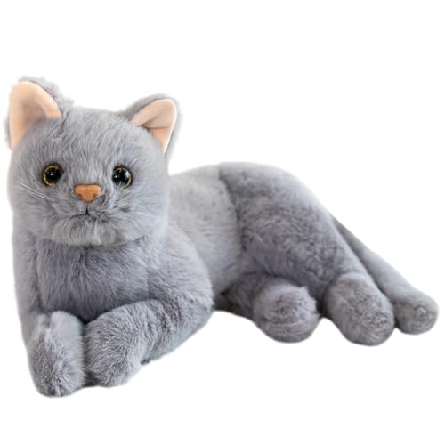 GVMJHYK Simulation Katze Plüsch, Katze Kuscheltier, Katzen Plüschtier Weiche Plüsch Katze Stofftierpuppe Süßes Katze Spielzeug Geschenk Für Kinder-Grau von GVMJHYK