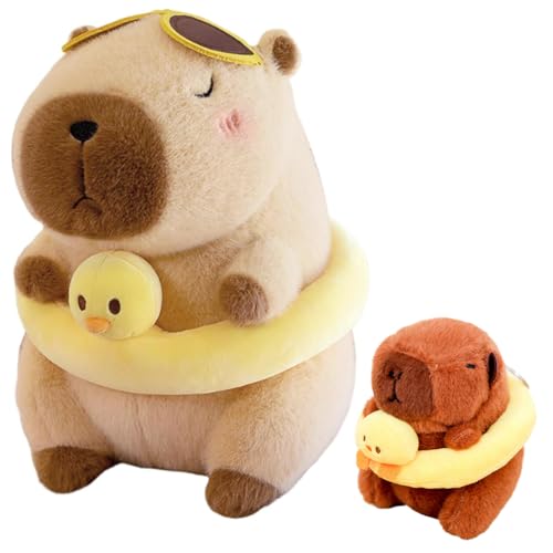 GVMJHYK Süßes Capybara Kuscheltier Set Mit Enten Schwimmring Weicher Plüschschlüsselanhänger & Großes Stofftier Kinder, Deko Für Kinderzimmer Schultaschen Accessoire von GVMJHYK