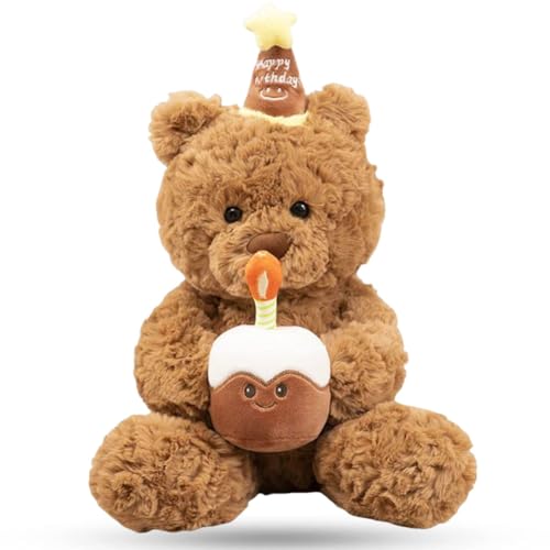 GVMJHYK Teddy Plüschtier,Teddy mit Kuchen und Hat, Nette Plüsch Spielzeug Niedliche Kuscheltier Plüschbär für Mädchen Jungen Kinder Partei Weihnachten Geburtstag 30CM von GVMJHYK