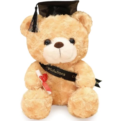 GVMJHYK Teddybär Plüschtier,Examensbär,Teddy Plüschbär mit Diplom und Doktorhut,Bachelor Abschluss Geschenk,Bachelor Geschenk,Bestandene Prüfung Geschenk,Geschenke zum Bachelor Abschluss von GVMJHYK