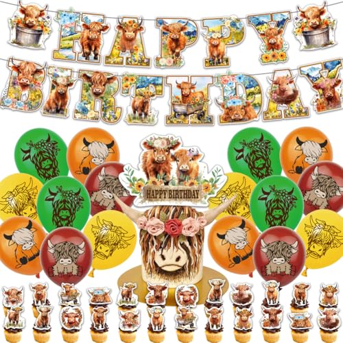 Highland Cow Geburtstag Dekorationen 42pcs Highland Cow Luftballons Party Deko, Kuh-Ballon-Kuh-Geburtstagsbanner Geeignet Für Wiedervereinigung Geburtstagsparty-Themendekoration Highland Cow Geburtstag Dekorationen 42pcs Highland Cow Luftballons Party Deko, Kuh-Ballon-Kuh-Geburtstagsbanner Geeignet Für Wiedervereinigung Geburtstagsparty-Themendekoration von GVMJHYK