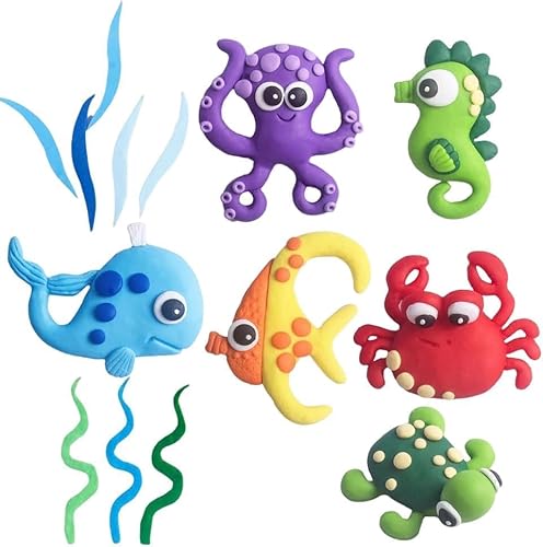 Meerestiere Kuchen Topper,14 PCS Cartoons Kuchen Topper Ozean Tortendeko, Meerestier-Set Spielzeugfür Kinder unter dem Meer Ocean Sea World Thema Geburtstag Party Supplies (S) von GVMJHYK