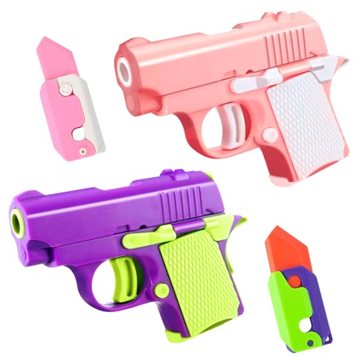 Fidget Toy Pistole,GWAWG 4 Stück Figity Spin Fingerspiele,Gravity Knife,Schaumstoff Pistole,3D Printed Mini Gun Toy,für Erwachsene Kinder von GWAWG