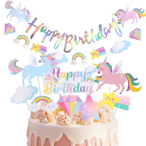 GWAWG 10Pcs Einhorn Kuchen Topper, Einhorn Geburtstag Banner, Einhorn Thema Geburtstag Party Dekorationen, Cupcake Topper mit Einhorn Regenbogen Stern Wolke für Kinder Mädchen Frauen Geburtstag Party GWAWG 10Pcs Einhorn Kuchen Topper, Einhorn Geburtstag Banner, Einhorn Thema Geburtstag Party Dekorationen, Cupcake Topper mit Einhorn Regenbogen Stern Wolke für Kinder Mädchen Frauen Geburtstag Party von GWAWG