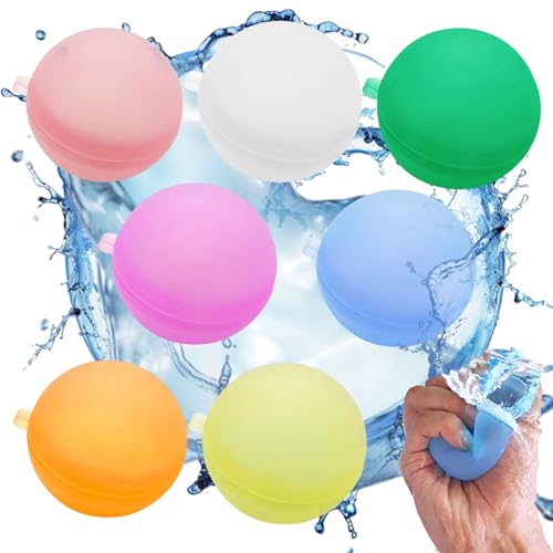 GWAWG 12 Stück wiederverwendbare Wasserballons, Schnellfüllkugel aus Silikon, selbstdichtende Wasserbomben, nachfüllbare Wasserballons aus Silikon, selbstdichtend, einzigartig von GWAWG
