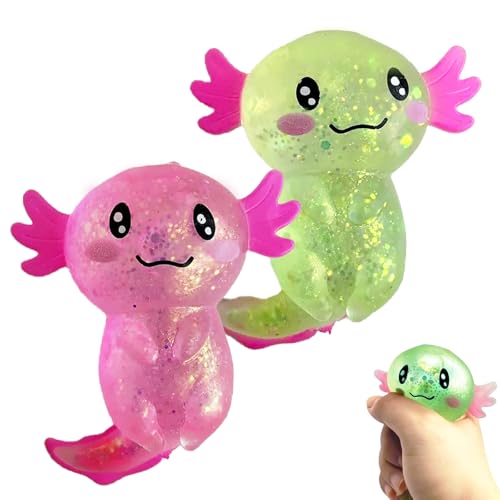 GWAWG 2 Stück Axolotl Spielzeug, Stress Relief Squishy Ball, Kuschelweiche Quetschfigur für Jungen und Mädchen, Lustiges Geschenk für Partys, Geburtstage(Zufällige Farbe) von GWAWG